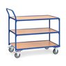 Fetra Tischwagen mit 3 Böden, Griff hochstehend, blau