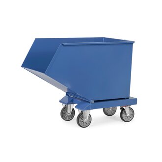 Muldenkipper mit Ablasshahn, Marke fetra®, 450 Liter, Tragkraft 750 kg, Blau