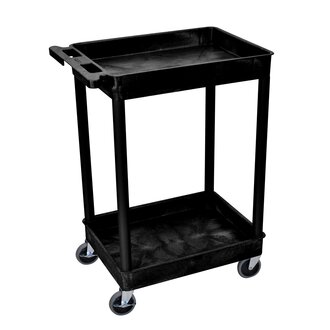 Tischwagen aus Kunststoff, mit Wanne, schwarz