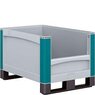 Schwerlastkufenbehälter mit stirnseitiger Sicht-/Entnahmeöffnung,  Grundmaß L x B 800 x 600 mm